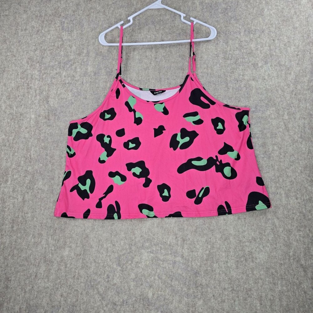 ChicMe Womens Tank Top Pink Leopard Print 5XL Lightweight Loose Fit Sleeveless